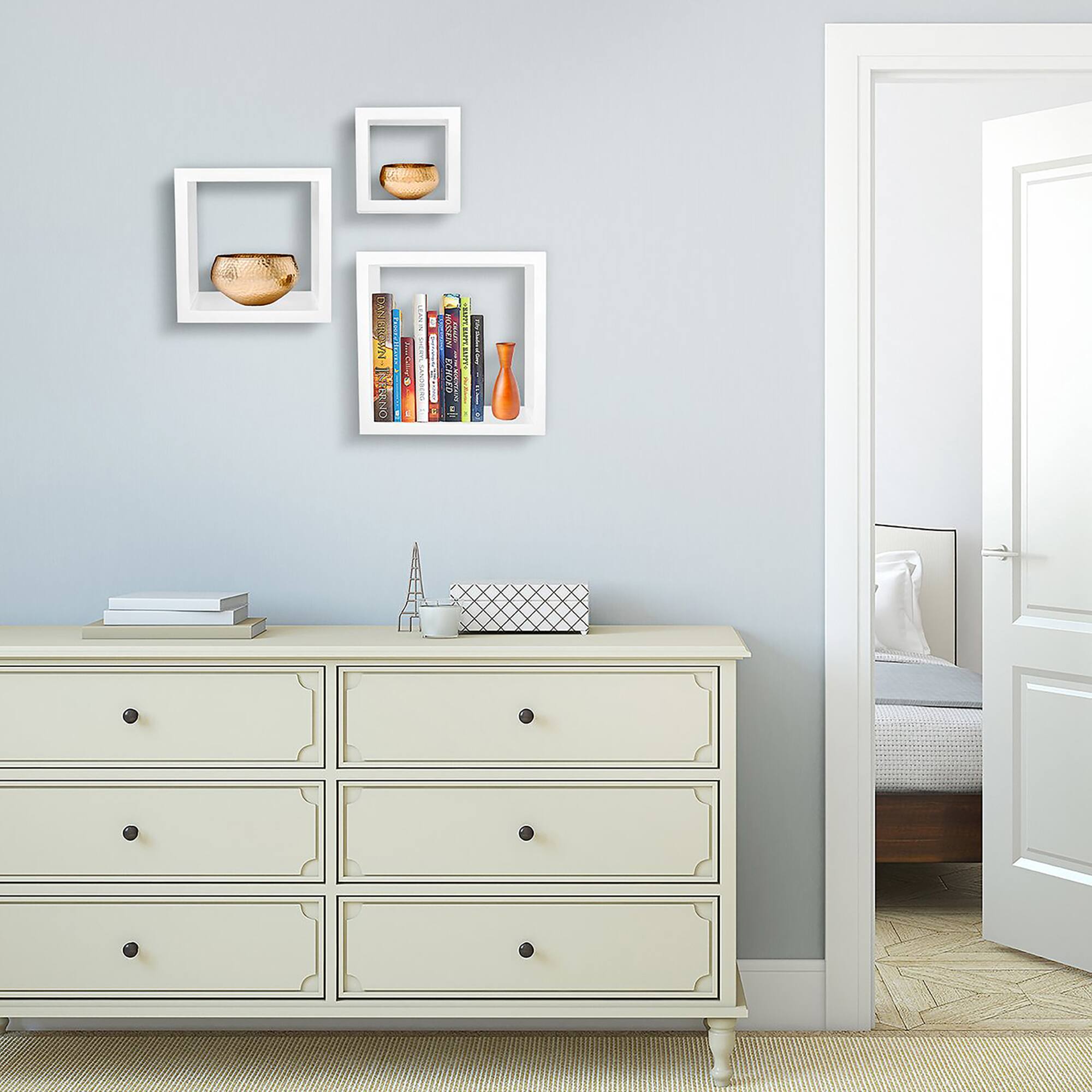 Sorbus Floating Square Shelf Set
